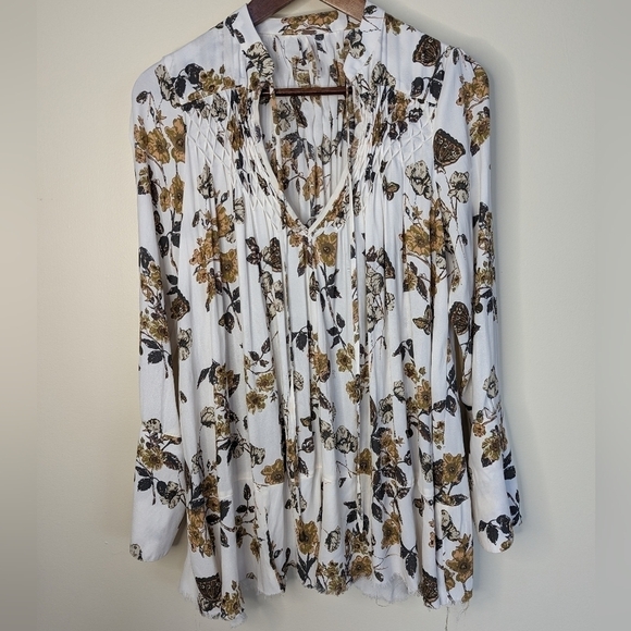 FREE PEOPLE floral tunic top dress xs damaged - Picture 3 of 7